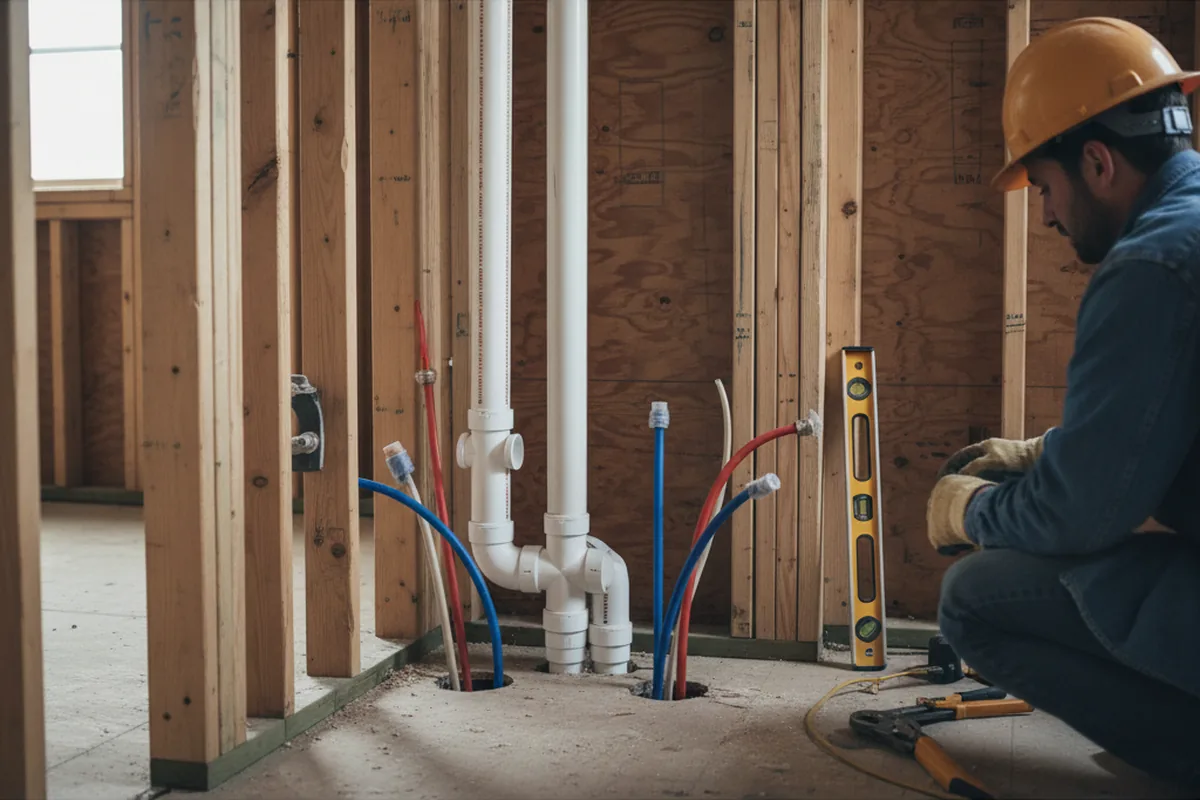 Drain and supply rough-in during Drain Cleaning in Glenwood